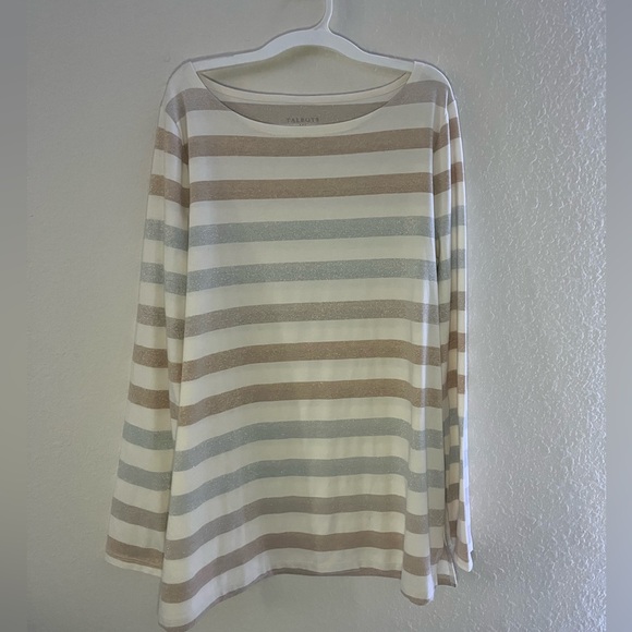 Talbots Tops - Talbots gold and silver striped top, Size L